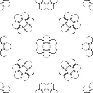 Honeycomb sign icon seamless pattern on white background. Honey cells symbol イラスト素材