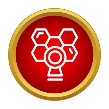 Honeycomb structure with bee icon on red circle Stock Illustration