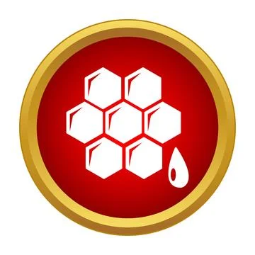 Honeycomb structure with falling honey drop icon Stock Illustration