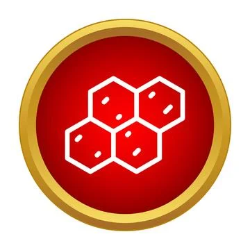 Honeycomb structure on red circle icon Stock Illustration