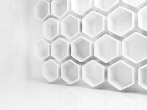 Honeycomb structures on the wall, 3d Stock Illustration
