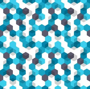 Honeycomb vector background. Seamless pattern of blue, white and black color for Illustrazione stock