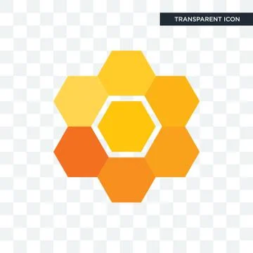 Honeycomb vector icon isolated on transparent background, honeycomb logo desi Illustrazione stock