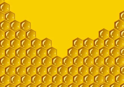 Honeycomb yellow composition background. Vector illustration of geometric Stock Illustration