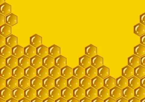 Honeycomb yellow composition background. Vector illustration of geometric Stock Illustration