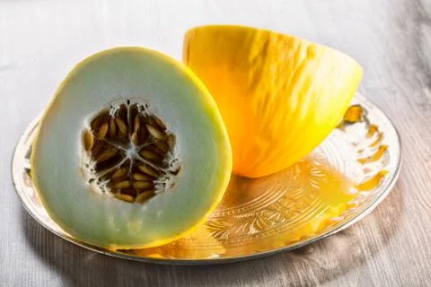 Honeydew Melon on a table Stock Photos