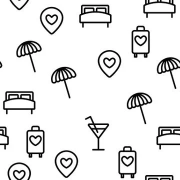 Honeymoon Elements Seamless Pattern Vector Illustrazione stock