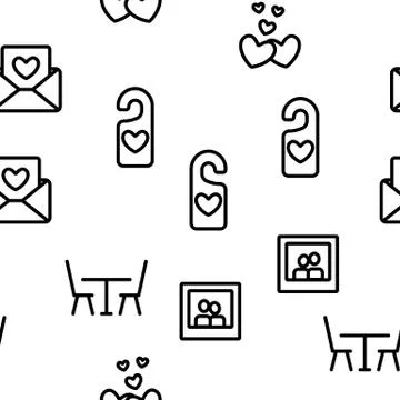 Honeymoon Elements Seamless Pattern Vector 스톡 일러스트
