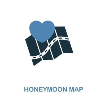 Honeymoon Map icon in two color design. Simple element illustration. Honeymoon Stock Illustration
