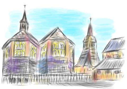 Honfleur Stock Illustration