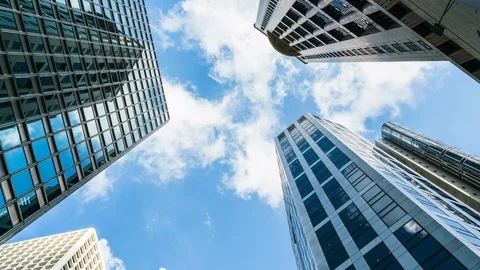 Hong Kong, 4K time-lapse of skyscrapers and clouds. Stock Footage