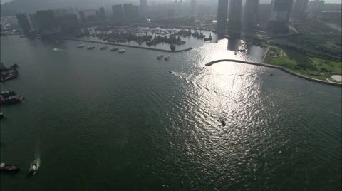Hong Kong from the air Stock Footage