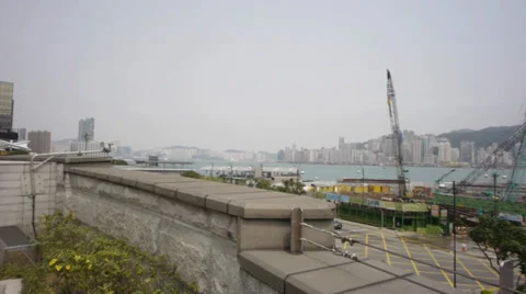 Hong Kong Bay with construction in front Stock Footage 27891872