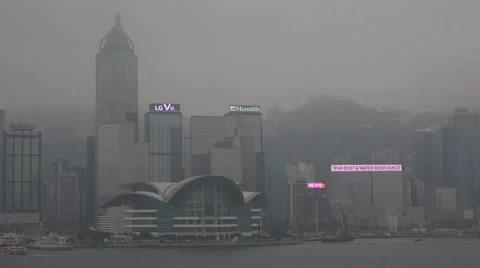 Hong kong building in the mist Stock Footage 61553772