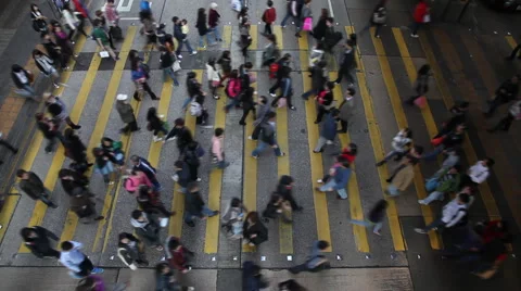 Hong Kong busy street crossing Stock Footage