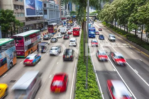 Hong Kong Cars and Taxi Traffic Stock Photos