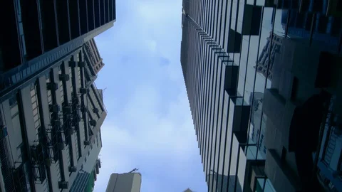 Hong Kong Central Low Angle Gliding Shot. POV driving tracking Shot. Stock Footage 114539647