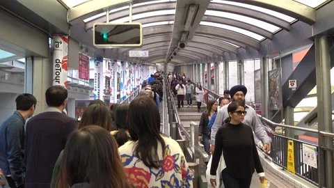 Hong Kong Central-mid-level escalator, people movement, lifestyle. Video stock 138063857