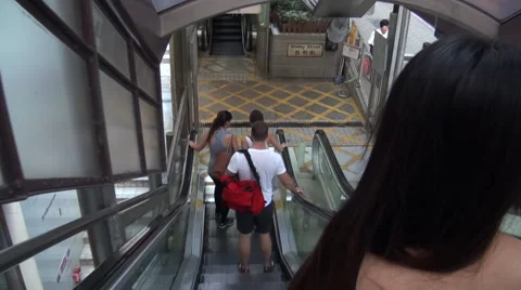Hong Kong Central-Mid Levels Escalator-longest outdoor escalator in the worl-Dan Stock Footage 44283843