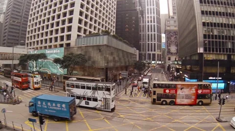 HONG KONG, CHINA - CIRCA JAN 2015: Electric cable cars and buses provide publ Stock Footage 59884634