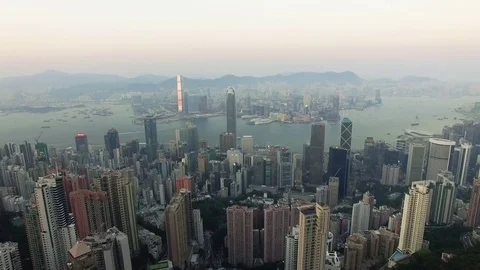 Hong Kong, China skyline by Drone Stock Footage