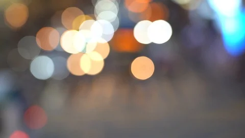 Hong Kong city night in blur; Bokeh view of Hong Kong Traffic at night; Slow  Stock Footage 125053653