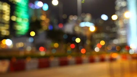 Hong Kong city night in blur; Bokeh view of Hong Kong City at night Stock Footage 125165553