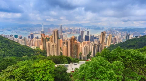 Hong Kong Cityscape High Viewpoint Of The Peak Time Lapse Stock Footage 63445783
