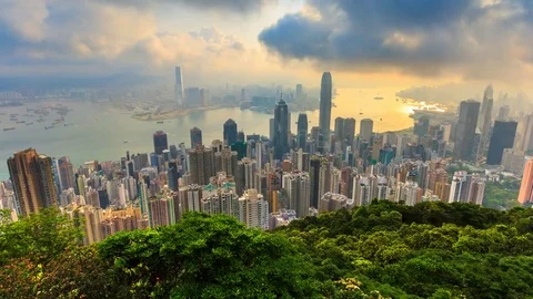 Hong Kong Cityscape High Viewpoint Victoria Peak Of Hong Kong, China Time Lapse Stock Footage 71903581