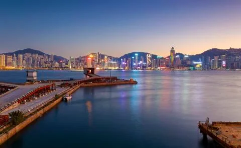 Hong Kong comercial container port Stock Photos