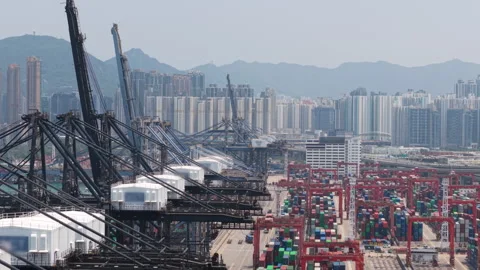 Hong Kong Container Terminal. Logistics Hub. Video stock 333375206