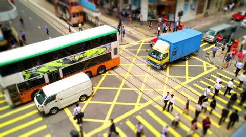 HONG KONG CROSS STREETS TIME LAPSE TILT SHIFT 스톡 동영상 29661853