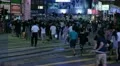 Hong Kong Crowds Rush Hour Shopping Area, Crowded Street, Car, Night Traffic HD Footage