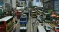Hong Kong Crowds Rush Hour Shopping Area, Crowded Street, Car, Bus Traffic HD Footage