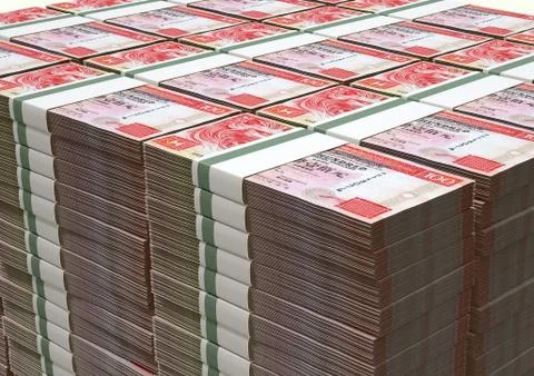 Hong kong dollar notes bundles stack Stock Illustration