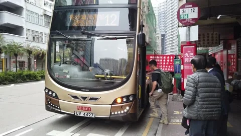 Hong Kong Double Decker Bus route 12 in Kowloon Video stock 229849281