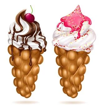 Hong Kong egg bubble waffles realistic Stock-Illustration