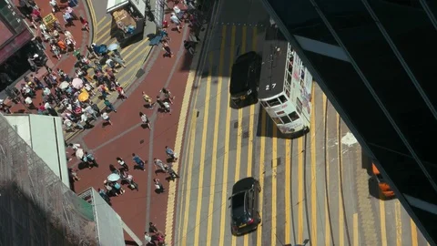 HONG KONG - Elevated street view with traffic. Causeway bay. 4K resolution. Stock Footage 81183233