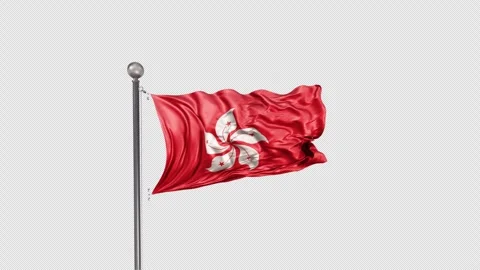Hong Kong Flag  Animation Loop Include Alpha 3D Rendering Video stock 283080932