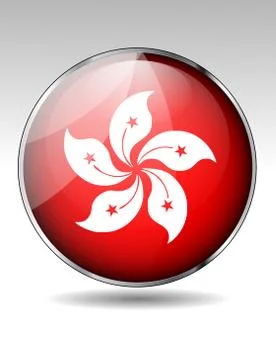 Hong kong flag button Stock Illustration