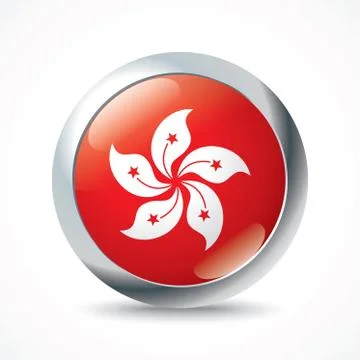 Hong Kong flag button Stock Illustration
