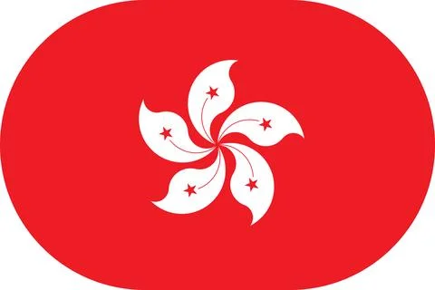 Hong Kong flag in flat oval design Stock Illustration