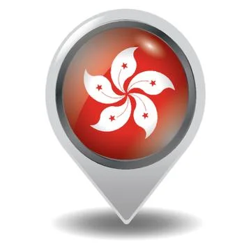 Hong Kong Flag Map Pointer Stock Illustration
