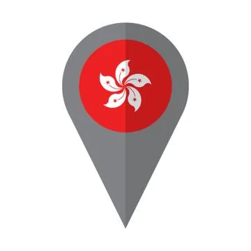 Hong Kong Flag Map Pointer 스톡 일러스트