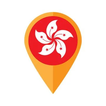 Hong Kong Flag Map Pointer 스톡 일러스트