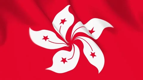 Hong Kong Flag Seamless Loop 4k 60fps on Sky Background Stock Footage 340348171