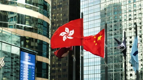 Hong Kong flag (Slow motion) Stock Footage 220171383