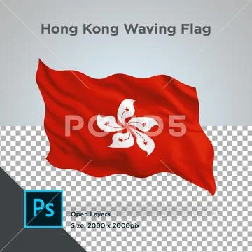 Hong kong flag wave design PSD Template