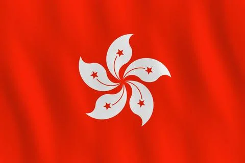 Hong Kong flag with waving effect, official proportion. Illustrazione stock