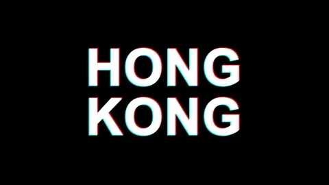 HONG KONG Glitch Effect Text Digital TV Distortion 4K Loop Animation Vídeos de archivo 107093657
